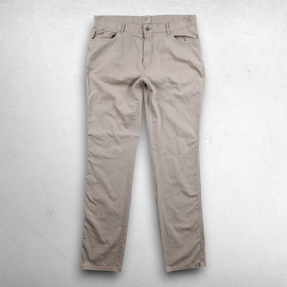 Faherty Chino Pants Men 36 Beige Cotton Linen Blend Stretch Straight Leg Casual